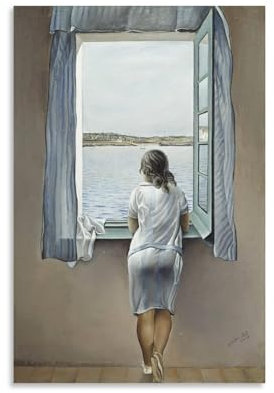 Frau am Fenster von Salvador Dalí Maler-Kunstwerk, Poster, Bild, Druck, Wandkunst, Gemälde, Leinwand, Kunstwerke, Geschenkidee, Raumästhetik, 40 x 60 cm