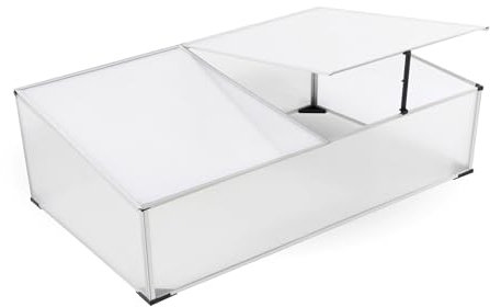 Frühbeetkasten mit geteiltem Deckel - 120 x 80 cm - Kleines Gewächshaus mit Schrägdach - Polycarbonat Treibhaus Kasten Gemüsebeet Abdeckung