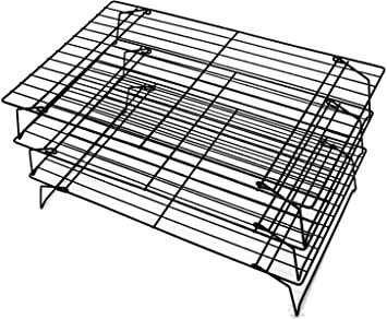 VIRAZE Set Of Two Three-tier Biscuit Racks Baking Set Carbon Steel Bread Cooling Rack Three-tier Cake Cooling Rack (Size : 40cm)