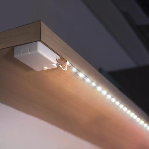 BestLuz LED Streifen Batteriebetriebene, LED Streifen 1m Tageslichtweiß 6500K Lichter für Regale, Untershrank, Küchenschrank, 3 Stück