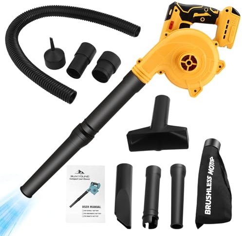 Cordless Leaf Blower, 2-in-1 Electric Blower & Vacuum with Brushless Motor, 3-Speed, Compatible with Makita 21V Battery, Handheld Blowers for Garden Lawn Care,Snow,Hair,Car,Dust Clearing (No Battery)