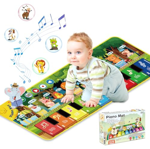 UCAMP Tappetino Musicale per Bambini Con 10 Animali, Tappeto Pianoforte, Giocattolo Educativo per 1-4 Anni