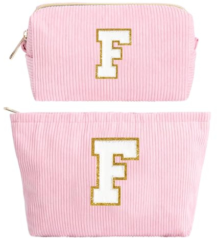 2 Stück Make-up-Tasche, Cord-Kosmetiktasche, Reise Kulturbeutel, Schminktasche Damen, Muttertag Hochzeit Geschenke für Frauen Freundinnen Braut Brautjungfern Schwester Tochter Mutter Erzieherin(Rosa)