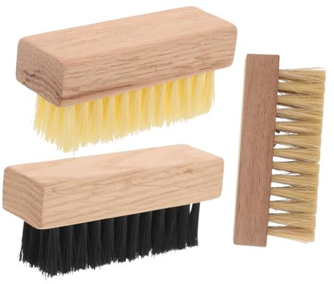 TOGEVAL 3pcs Wooden Handle Boot Cleaning Brush Gentle Bristles for Shoe Cleaning Soft Bristle Brush for Sports Leather Shoes Portable Compact