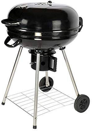 Parrilla de carbón para Barbacoa (58 cm/22) - Parrilla portátil de Acero para Barbacoa con Tapa y Rejilla cromada - Parrilla de Acero Redonda Independiente de Color Negro