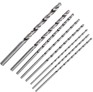 Haosie 8 Pcs Coffrets de Forets,Extra-Longue Foret HSS de 200 mm de Long,Forets Hélicoïdaux de 4-10 mm de diamètre,Foret Bois Long Pour Le Bois, Les Plastiques