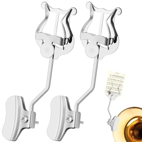 Trombone Lyre,2Pack Silver Trombone Lyre Holder for Marching Band,6.89Inch Trombone Sheet Music Clip and Flip Folder,General Musical Instruments Accessories