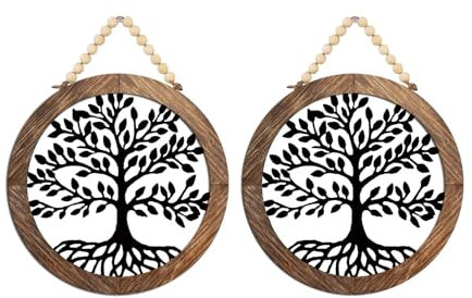 MYOLIO Baum des Lebens Wandskulptur, Hölzern Wandkunst Dekor Baumkunst Ausgehöhlt Aus Metall Wandbehang Schild Dekoration Zubehör(Wall a)