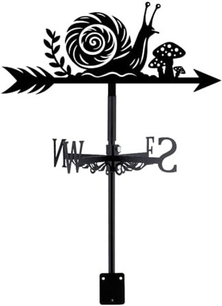 SUPERDANT Banderuola Vento da metallo A Forma di Fungo Lumaca Foglia di Lumaca Banderuola Vento da metallo Nero Banderuola Vento A Forma di Animale per Fattoria Giardino Cortile Esterno