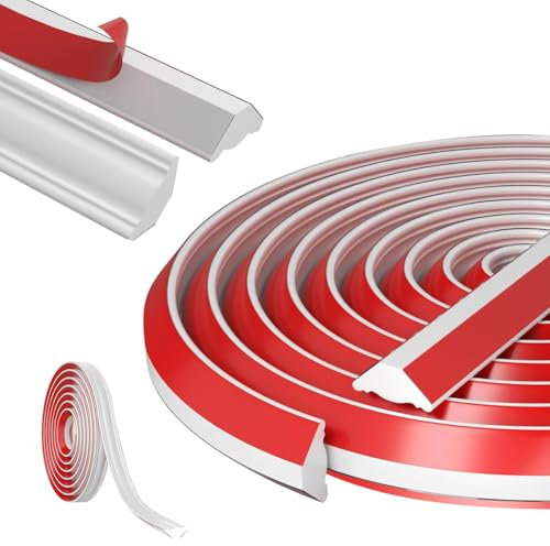 Modanatura Autoadesiva Flessibile 5M, Modanatura Adesiva Striscia di Bordatura per Pareti Angolari, 27 x 20 mm, Strisce di Calaftaggio per Armadietti, Pavimenti, Soffitti