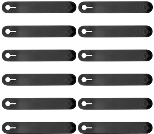 Alriedy 12 Stück Wiederverwendbare Silikon Kabelbinder mit Schnalle, Gummi Kabelbinder für Motorrad Kabelmanagement, Fahrrad, Auto, Ladekabel, Kopfhörerkabel und Haushalt