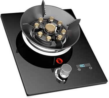 Cuisinière À Gaz, Cuisinière À Gaz 7,2 KW NG/GPL, Allumage Automatique À 9 Cavités, Cuisinière À Gaz Portable De Bureau Et Intégrée 430 X 330 X 180 Mm for La Maison, Le Camping Et L'extérieur(LPG)