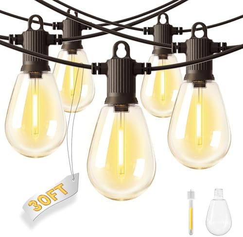 ZOTOYI 30FT Catena Luminosa Esterno IP65 - Luci da Esterno Giardino con E12/S14 Collegabile Regolabile (Dimmer Non Incluso) per Decorare Gazebo, Percorsi Nuziali o tavoli del Ricevimento