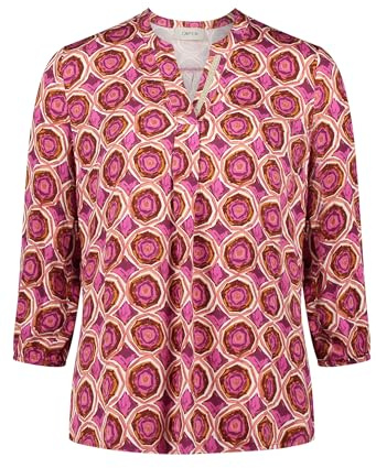 Cartoon Damen Blusenshirt mit Muster 44, Weiß/Violett