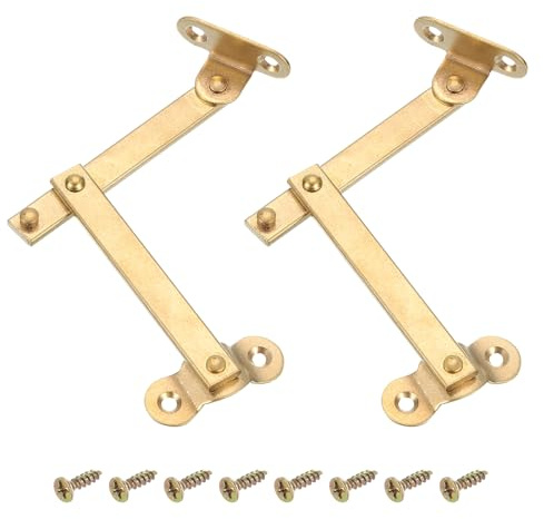 sourcing map Lot de 2 charnières de support pliables en laiton pour couvercle, 7,6 x 5,1 cm, support de couvercle pour armoire, boîte en bois, armoire, ton doré