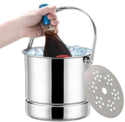 Secchiello Per Il Ghiaccio | Secchi Per Vino Con Colino | Secchiello Per Il Ghiaccio In Per Champagne | Alta Capacità | 14,5x12,5x13 Cm/5,71x4,92x5,12 Inc | Materiale Metallico | Progettato