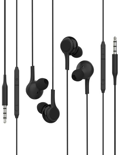 Cuffie da 3,5 mm cablate (2 confezioni)Auricolare cavo jack AUX per telefono PC Headphones microfono musica audio compatibile con Samsung connettore ausiliario Earbuds Earphones MP3 Android spina