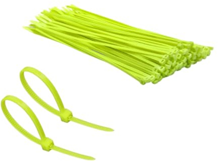 TERF® 100 Pcs Fluorescent Green Cable Ties 200mm (8'') X 4.8mm Premium Nylon Zip Ties Wraps Secure Self Locking Mechanism Plastic Tie for Home Office Garden Garage Workshop DIY Use