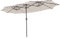 COSTWAY 4.5m Double-Sided Parasol, Outdoor Extra Large Sun Umbrella with 48 LED Lights and Hand-Crank Mechanism, Twin Market Sunshade Shelter Canopy for Garden Patio Beach (Beige, 445 x 260 x 250cm)