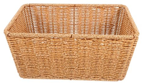 HOLIDYOYO Cesto Portafrutta in Finto Rattan Organizer Per Snack Maniglia Per Cucina Supermercato Versatile Cestino Portaoggetti
