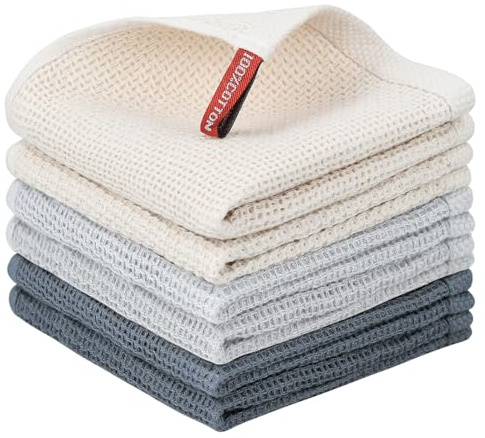 Nialnant 6 Pack Dish Rags, 100% Cotton Kitchen Dish Cloths for Washing Dishes, Soft and Absorbent Cleaning Rags - 12x12 Inch