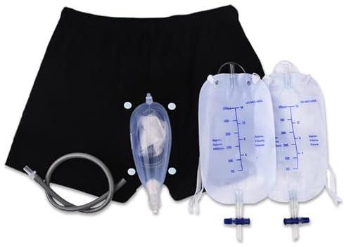 Briefs d'incontinence pour hommes, sous-vêtements d'incontinence, urinoir portable avec sac à jambe 'urine et cathéter de collecteur 'urine en silicone pour hommes âgés (L)