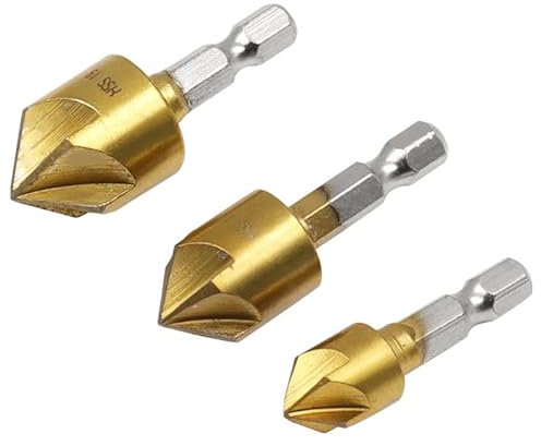 3 Stück 6 Stück 6 mm - 19 mm HSS-Fasenfräser, Fasenbohrer, 1/4 Zoll Sechskantschaft, 90 Grad Holzfasenfräser(6pcs)
