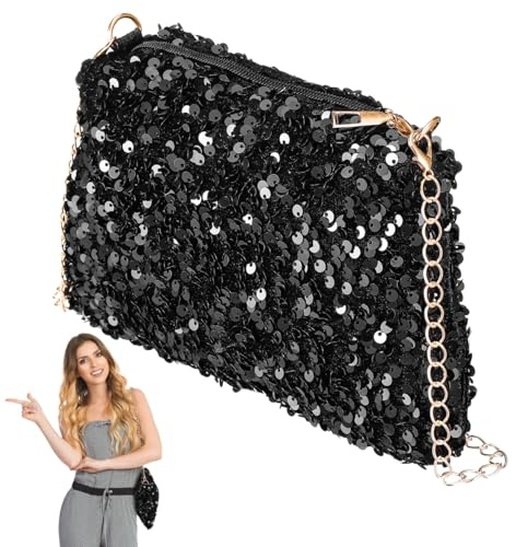 FRCOLOR Sac À Paillettes Femme Mini Sac À Main Avec Bandoulière En Chaîne Réglable Pochette De Soirée Compacte Pour Fêtes Événements Et Sorties