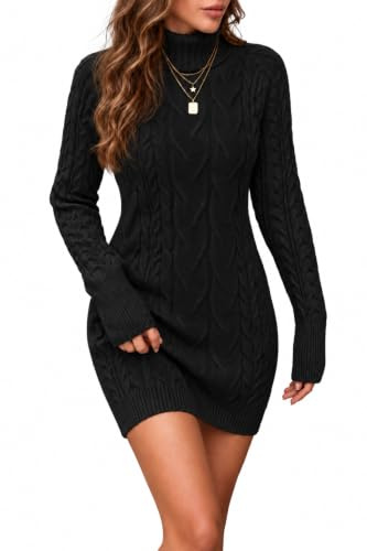 Uniexcosm Vestido Jersey Mujer de Punto Manga Larga | Vestido de punto mujer suave y cómodo, con corte casual y cuello favorecedor para otoño, invierno, oficina o diario.
