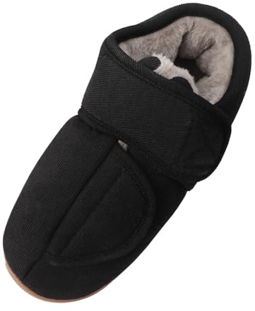 RUIXIA Chaussons Chaud D'hiver pour Homme Femme Chausson Diabétique Bout Ouvert Ajustable Pantoufle Antidérapant Chaussure Confortable pour Pieds Gonflés