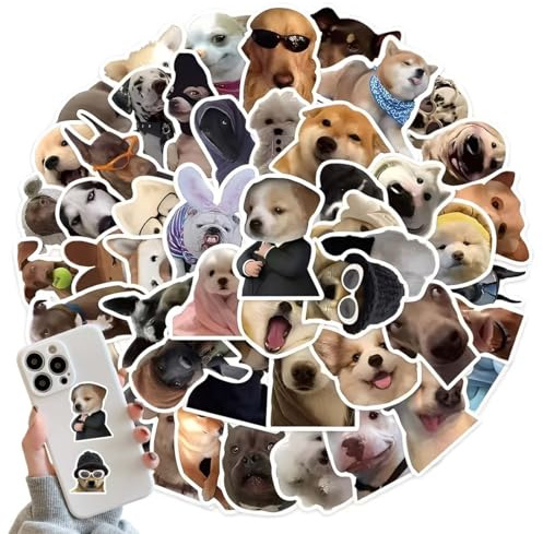 Juguta 50 Hunde Meme Sticker Set, Lustige Hunde Aufkleber, Wasserdichte Aufkleber für Laptop Auto Motorrad Fahrrad Kühlschrank, Geeignet für Erwachsene Kinder, Dekorative Sticker für Scrapbooking DIY