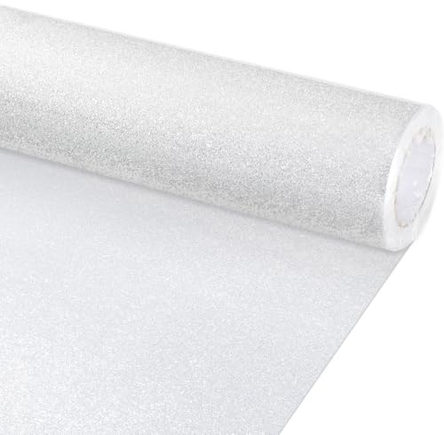 gisgfim 16 x20ft Glitter Bulletin Board Paper Roll Sparkle Color Bulletin Board Background Poster Paper Non Fading Gift Wrapping DIY Art Crafts for Office Classroom Decoration, White