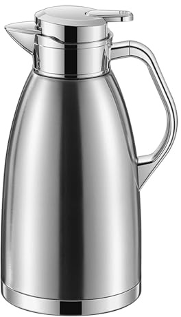 2,3 l termoskanna, 304 rostfritt stål dubbelväggig vakuumisolering, termoskanna, kaffekanna, 36 timmars värmelagrande och läckagesäker tekanna med stor kapacitet (silver)