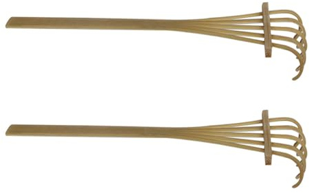 Toyvian Mini Bamboo Rake Sand Box Accessories 2pcs Five-tooth Miniature Zen Garden Tool for Tabletop Sand Tray Decoration for Outdoor and Indoor Garden Sculptures