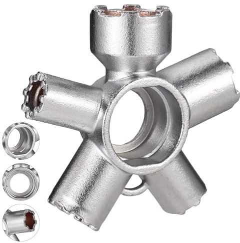 10-in-1 Heavy-Duty Faucet Aerator Tool, Metal Key for M16.5-M28, Fits Hidden Thread & Housing Tap Aerators Essential Home Plumbing Repair Tool (with Chain)