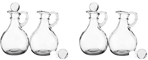 Myqqhbs Botellas de vidrio para aceite y vinagre (juego de 4 piezas) Botella dispensadora de aceite de vidrio redonda con tapón