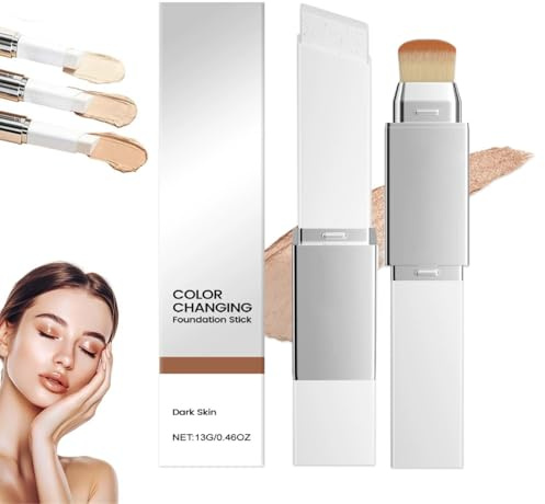 Facelove Foundation Stick, 2-in-1 Foundation Stick mit Pinsel, Veränderbares foundation-duo mit lsf 15, 12 Stunden Halt und Natürlicher,Feuchtigkeitsspendender für Alle Hauttypen (Dunkler Hautton)