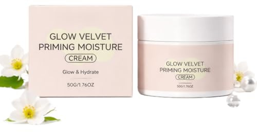 Glow Velvet Priming Moisture Cream, Hydrating Primer, Soft-Focus Finish, Soft Velvet Texture, All Skin Types, 50g,1 Pack.