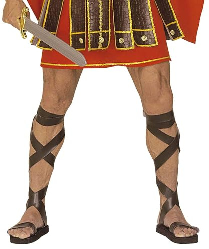 W WIDMANN MILANO Party Fashion - 1826R - Sandalias romanas de cuero sintético, marrón, zapatos de disfraz, fiesta temática, carnaval
