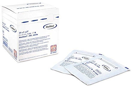 25 paquetes de 2 compresas de gasa estériles, 10 cm x 20 cm, 50 unidades MK