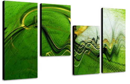 Optische Phänomene abstraktes Wandbild - 130x70cm 4 teiliges Keilrahmenbild (30x70+30x50+30x50+30x70cm) Kunstdruck als abstraktes Wandbild mehrteilig Gemälde-Stil handgemalte Optik Vintage, glatte Oberfläche