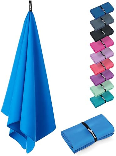 Fit-Flip Microfaser Handtücher - kompakt und leicht - Mikrofaser Handtuch schnelltrocknend - als Reisehandtuch, Sporthandtuch, Strandtuch - Badetuch groß (1x 50x30cm, Sky Blau)