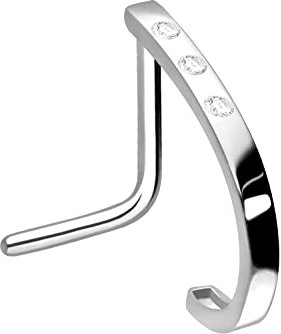 PIERCINGLINE Chirurgenstahl Nasenpiercing 3 Kristalle Piercing Nase Stecker Silberfarben