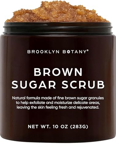 Brooklyn Botany Brown Sugar Body Scrub - Moisturizing and Exfoliating Body, Face, Hand, Foot Scrub - Fights Acne, Fine Lines & Wrinkles, Great Gifts For Women & Men - 10 oz