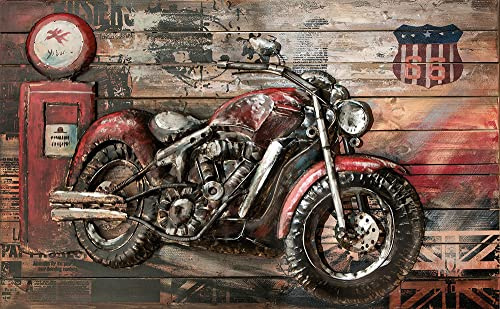 GILDE Kunst Objekt - Bild XXL Red Beast - Motorrad - handgefertigt - 120 x 80 cm