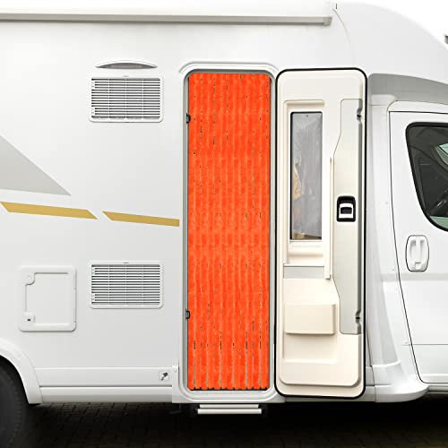 Moritz Rideau molletonné en chenille 56 x 185 cm orange rideau de porte servant de moustiquaire pour caravane de camping