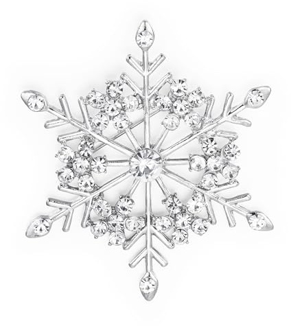 Clearine Inverno Fiocco di neve Spilla per Donne Cristalli austriaci Diamante Gemma Elegante Trasparente Argento-fondo