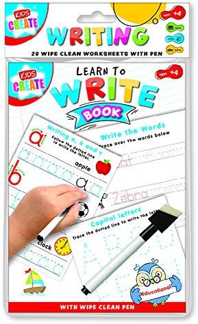 Kids Create - A5 skrivbok ark - ABC alfabetet bokstäver, torka ren arbetsbok för åldrarna 4+