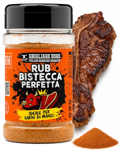 BBQ Dry Rub Bistecca Perfetta 200g GRIGLIARE DURO - Steak Rub Spezie Barbecue per Manzo - Beef BBQ Rub per Tomahawk Fiorentina Costata Ribeye - Insaporitore per Marinature - Made in Italy