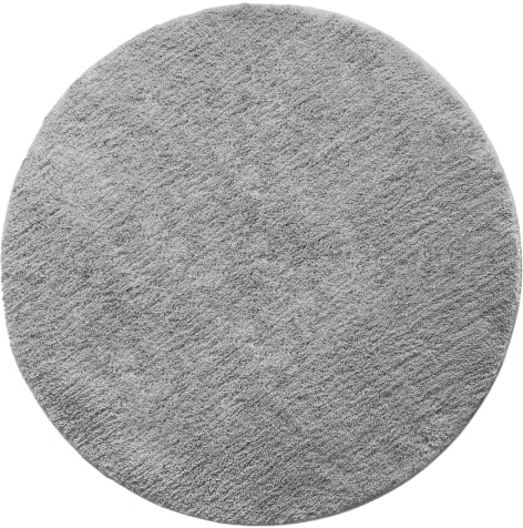 Floordirekt Badematte Sky - Badezimmerteppich - Weicher, dichter Hochflor - Rutschhemmend & Schnell trocknend - Geeignet für Fußbodenheizung - Eckig & Rund (Rund - Ø 95 cm, Silbergrau)